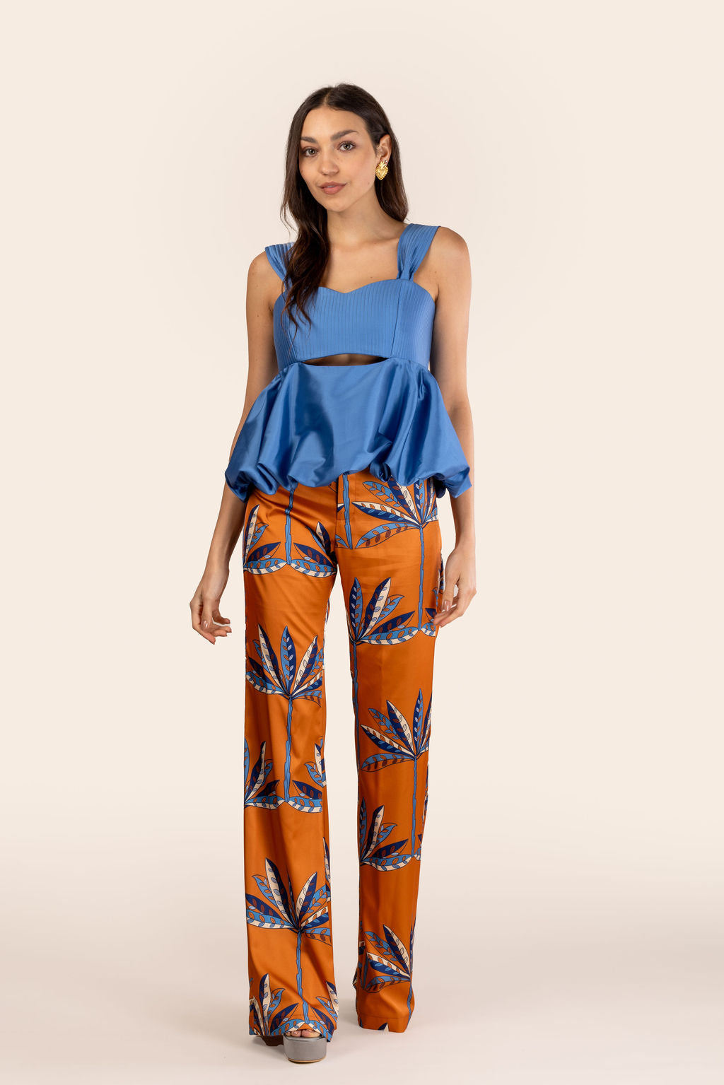 Pantalones Mercedes Cobre con Palmeras