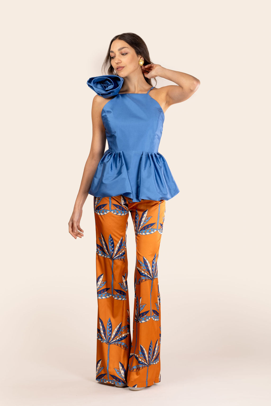Pantalones Mercedes Cobre con Palmeras