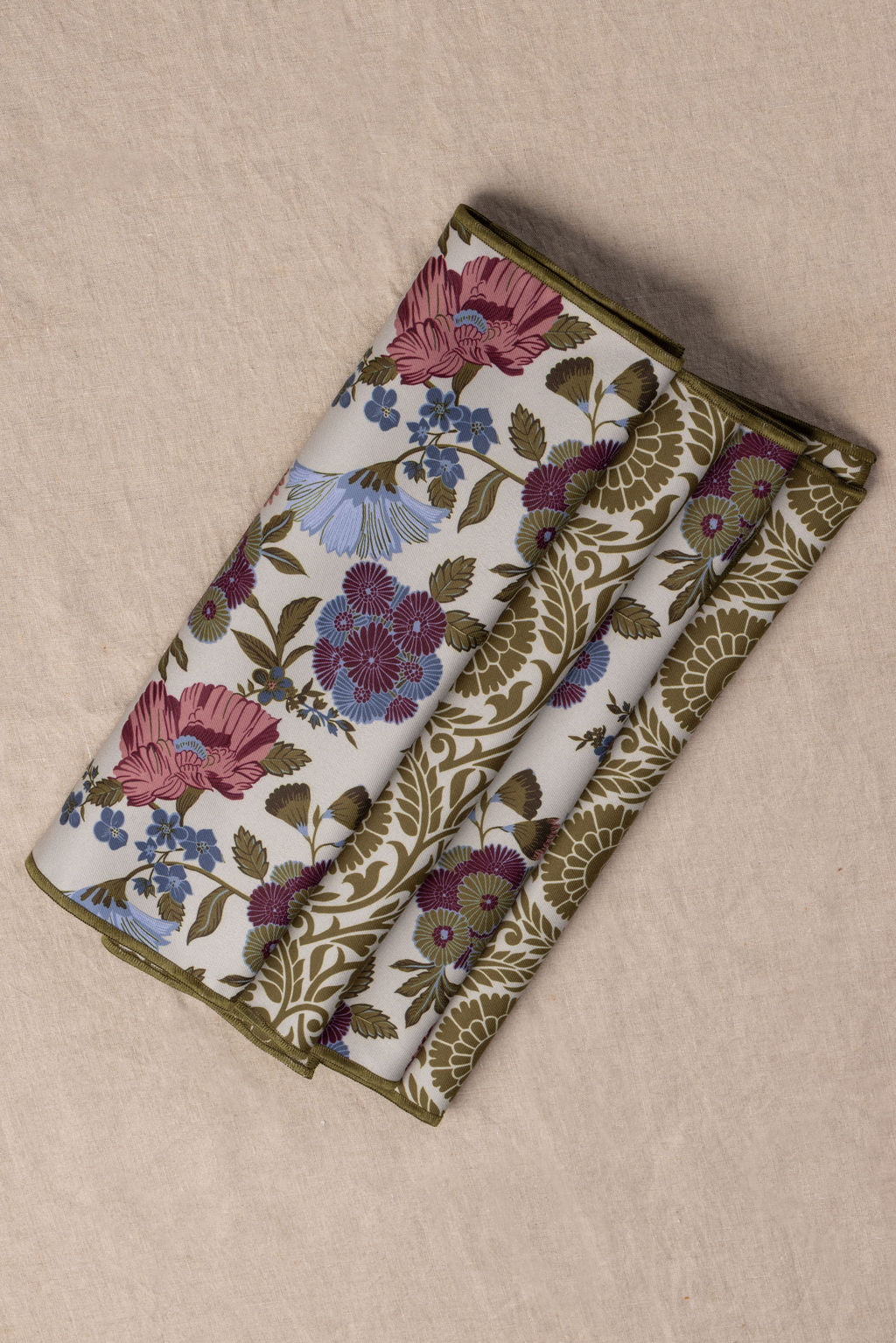 Set de 4 Individuales y 4 Servilletas Flores Verde