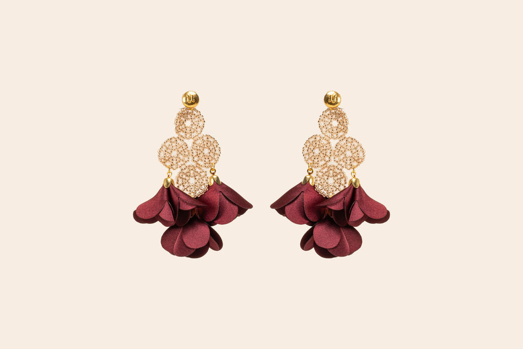 Aretes Tejidos con Flores