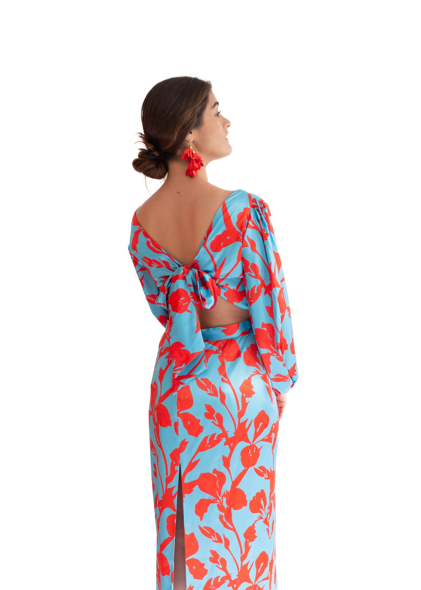 Vestido Karen Azul con Rojo