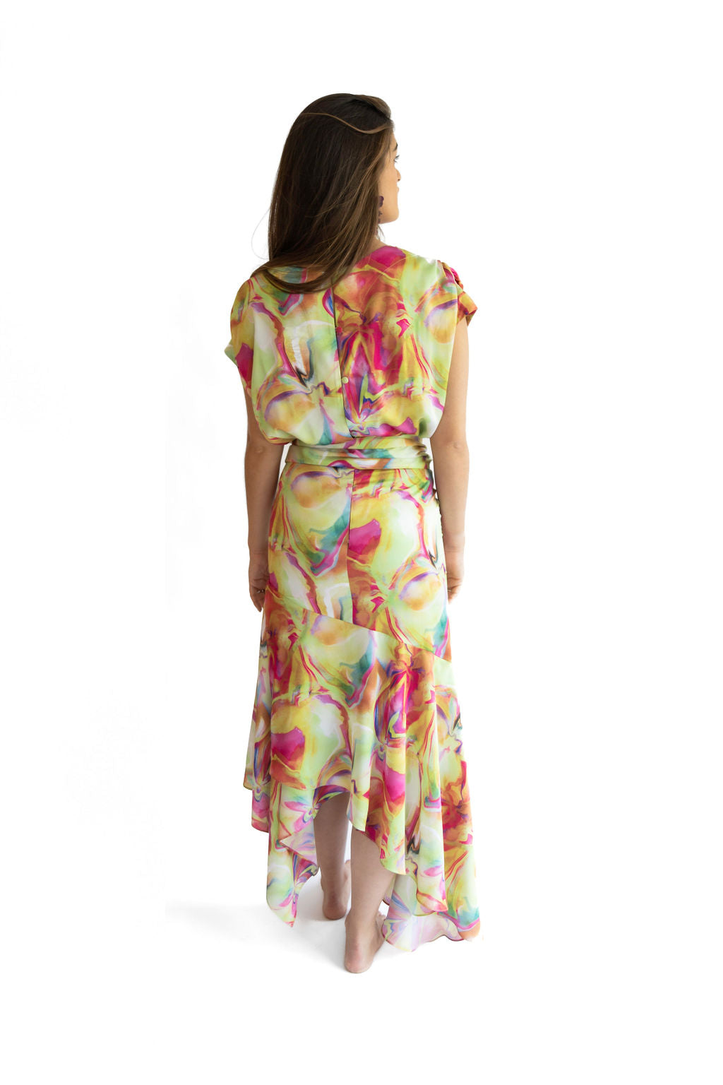 Vestido Sylvia Amarillo con Rosa