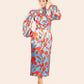 Vestido Karen Azul con Rojo