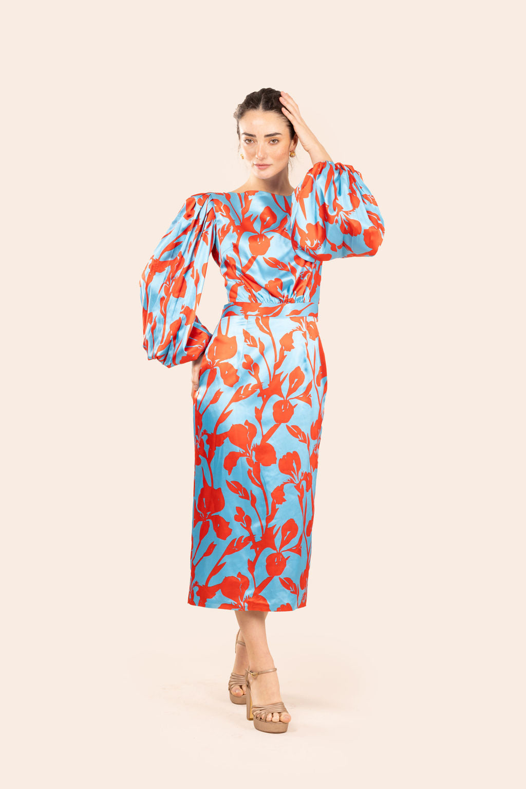 Vestido Karen Azul con Rojo