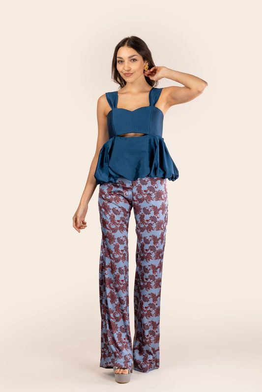 Pantalones Mercedes Azul con Amibas Rojas
