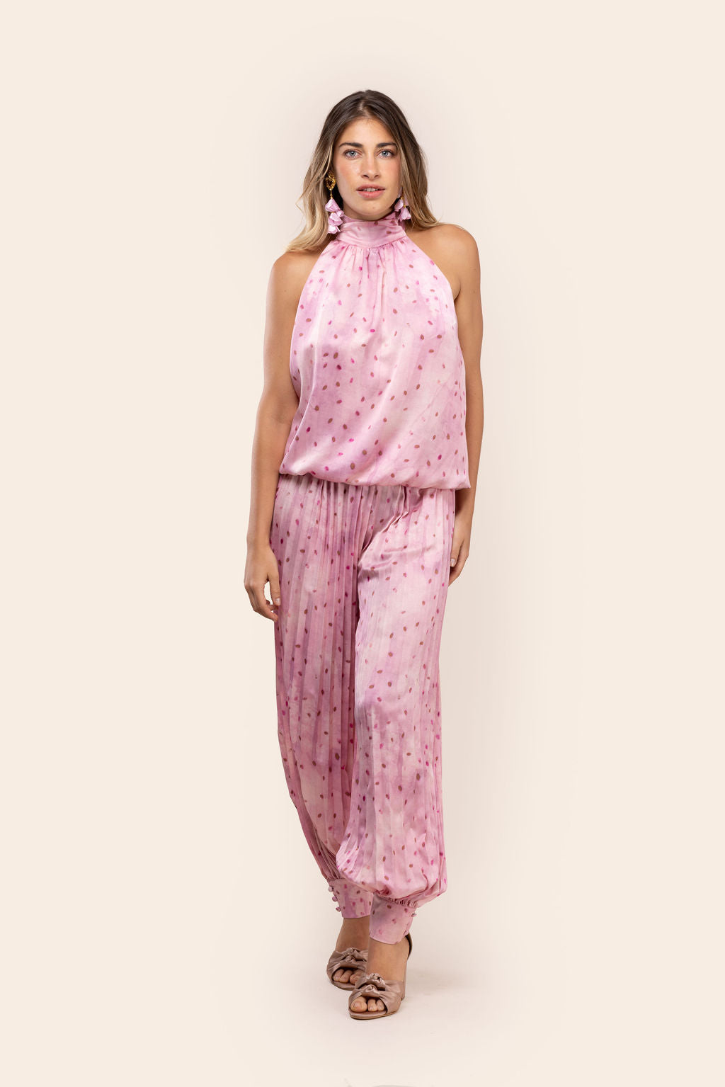 Pantalones Plizados Rosa