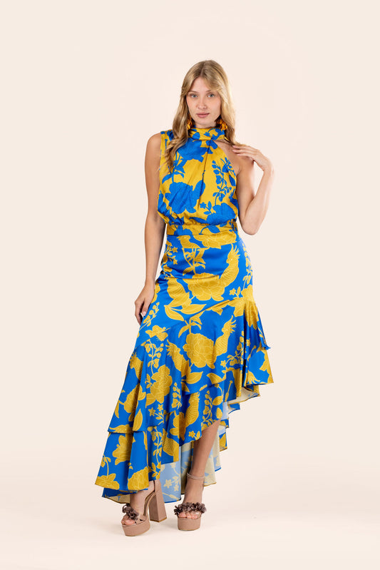 Vestido Aitana Azul Amarillo