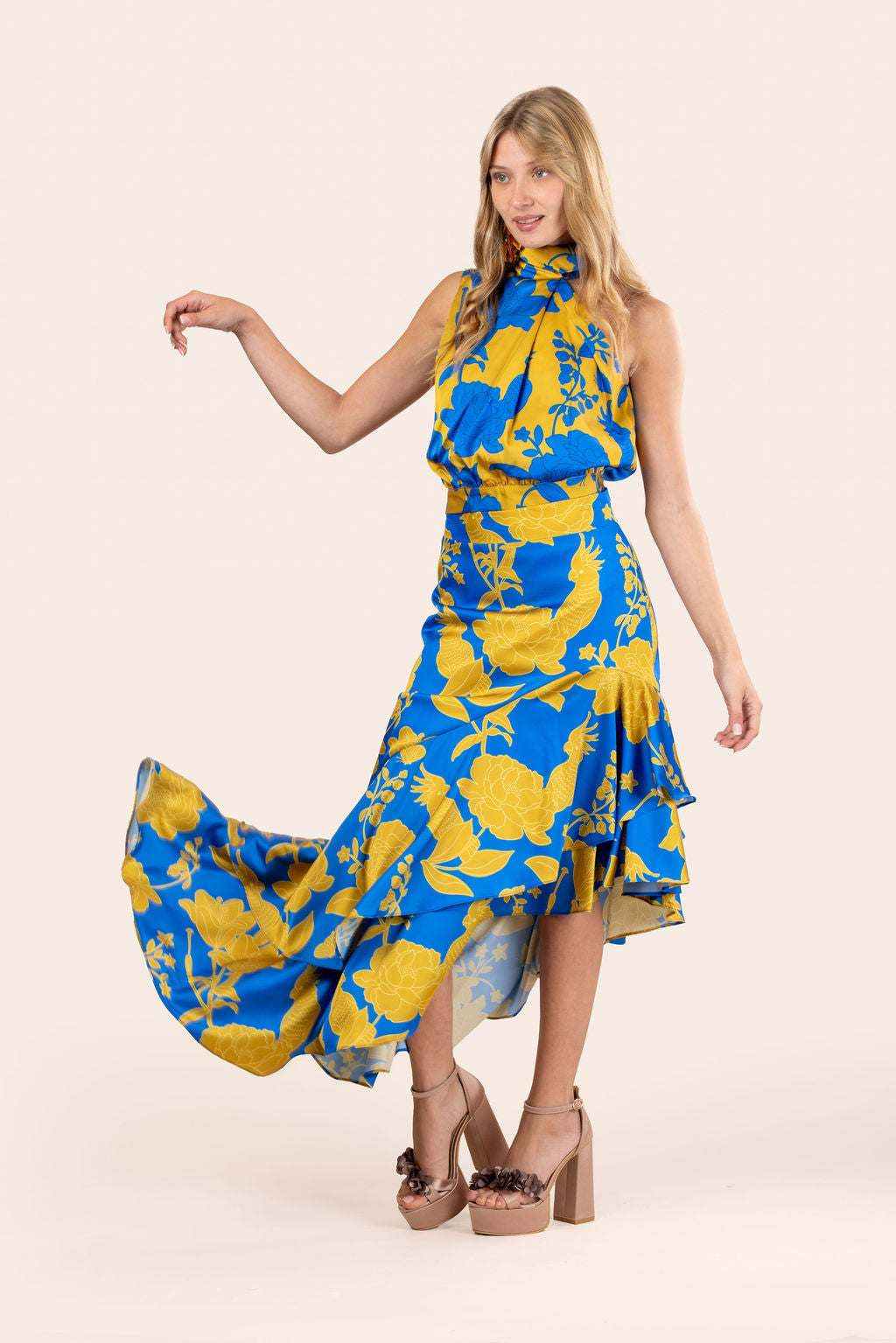 Vestido Aitana Azul Amarillo